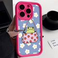 Cute Flower Phone Case For iPhone 13 Case for iPhone 11 12 16 14 15 Pro Max XR XS X 7 8 Plus SE Cartoon Frog Strawberry Cover