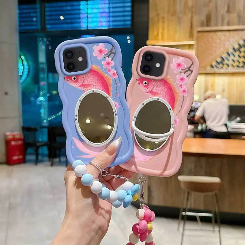 3 Pcs(Light Delicate Petals Phone Case+Lanyard+Stand)Phone Case for IPhone