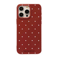 Classic Retro White Wave Point Wine Red Glossy Protective Soft Phone Case for iPhone