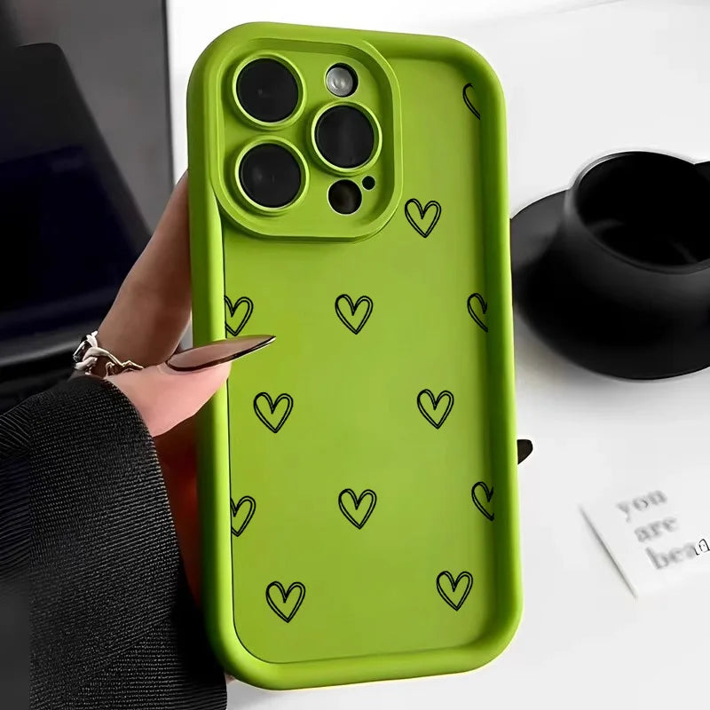 Love Heart Phone Case For iPhone 17 Cases iPhone 14 Pro Max 17 16 15 11 12 13 Pro Max 14 15 Plus 17 8 X XR XS Max Siicone Cover