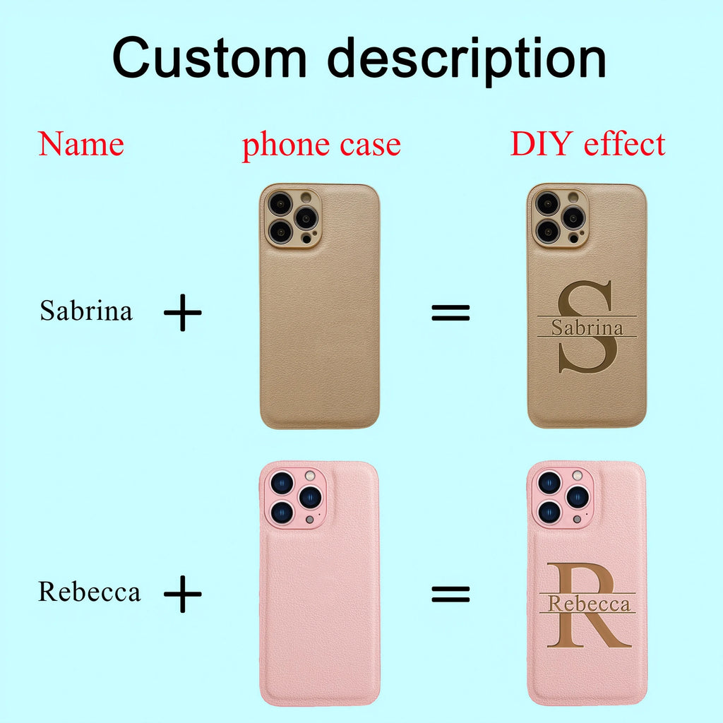 Personalized Name DIY Phone Case for iPhone 16 15 14 13 12 11 Pro Max Plus Customizable Big Letter Engraved Fashion Gift Cover
