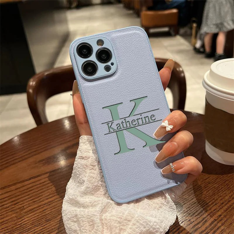 Personalized Name DIY Phone Case for iPhone 16 15 14 13 12 11 Pro Max Plus Customizable Big Letter Engraved Fashion Gift Cover
