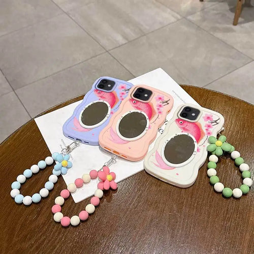 3 Pcs(Light Delicate Petals Phone Case+Lanyard+Stand)Phone Case for IPhone