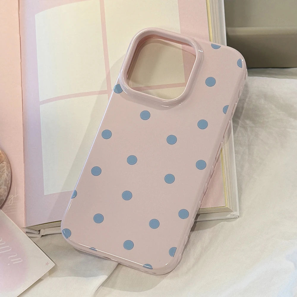 INS Lovely Polka Dot Cute Soft Phone Case for iPhone