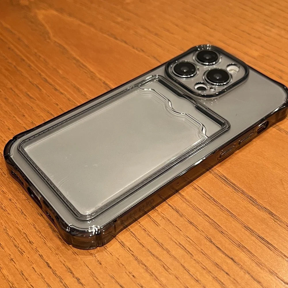 Transparent Card Bag Holder Phone Case For iPhone