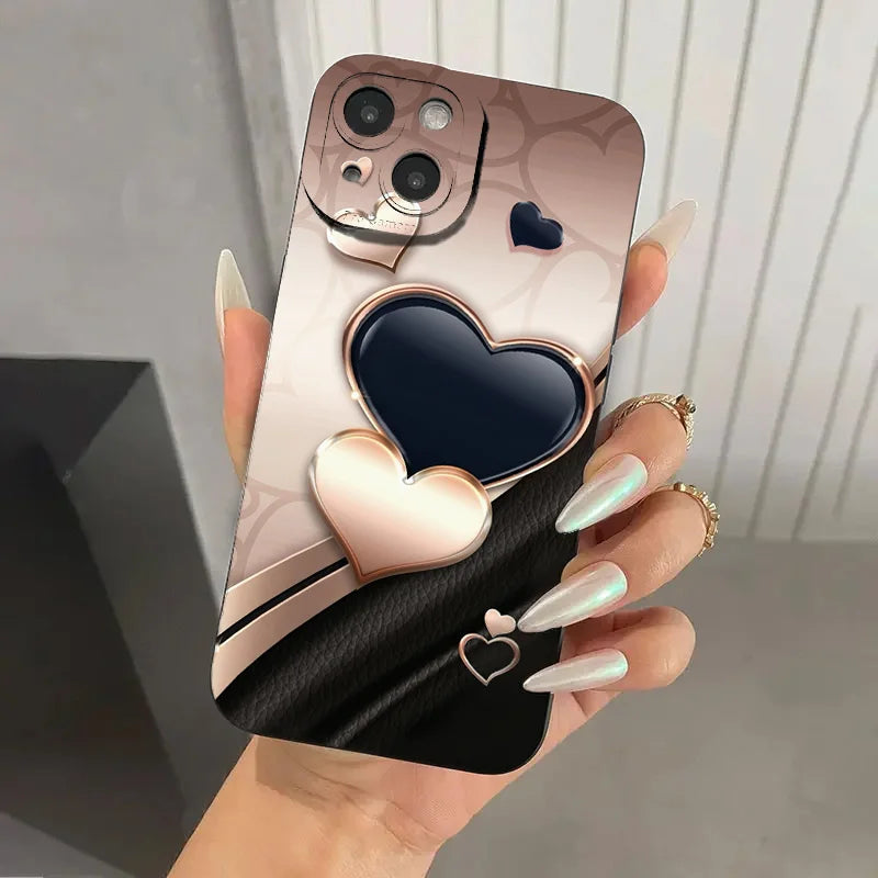 Purple Heart-Shaped Design TPU Phone Case For iPhone